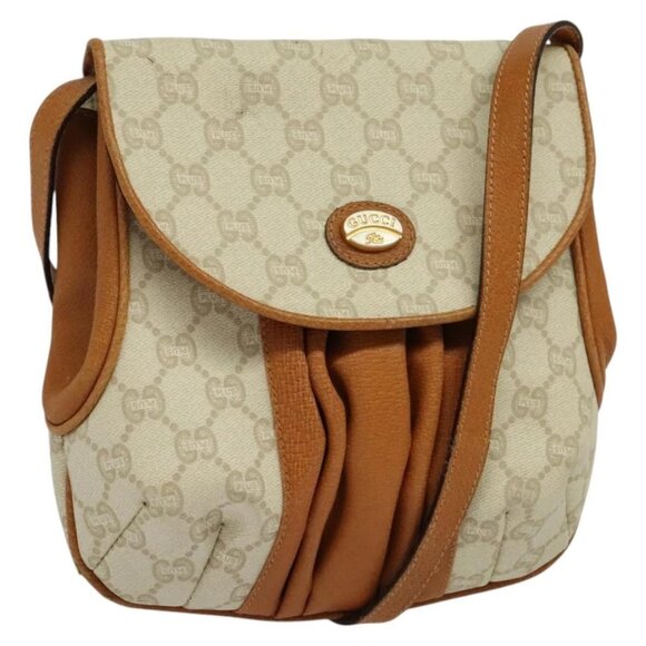 GUCCI GG Plus Supreme Shoulder Bag PVC Beige Gold Auth 139096 - Picture 1 of 16
